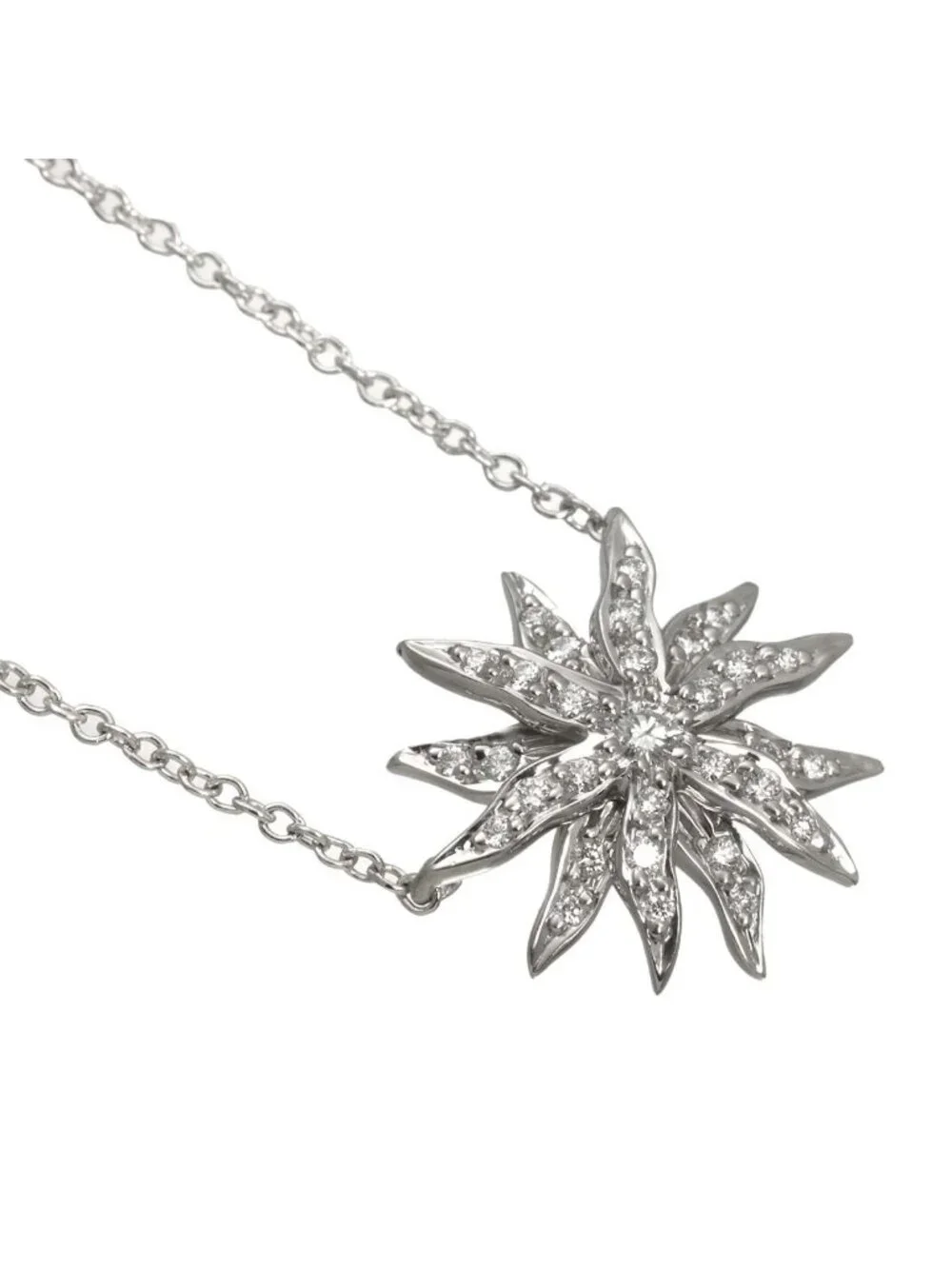 Tiffany & Co Sunburst Diamond Necklace 40 Platinum